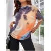 imageVerdusa Womens Tie Dye Summer Tees Half Sleeve Drop Shoulder T Shirt Oversized TopPurple and Orange