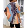 imageVerdusa Womens Tie Dye Summer Tees Half Sleeve Drop Shoulder T Shirt Oversized TopPurple and Orange