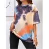 imageVerdusa Womens Tie Dye Summer Tees Half Sleeve Drop Shoulder T Shirt Oversized TopPurple and Orange