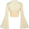 imageVerdusa Womens Y2K Long Sleeve Tops Goth Mesh Mock Neck Bell Sleeve Crop TopsApricot