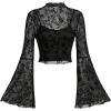 imageVerdusa Womens Y2K Long Sleeve Tops Goth Mesh Mock Neck Bell Sleeve Crop TopsBlack