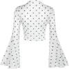 imageVerdusa Womens Y2K Long Sleeve Tops Goth Mesh Mock Neck Bell Sleeve Crop TopsBlack Polka