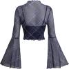 imageVerdusa Womens Y2K Long Sleeve Tops Goth Mesh Mock Neck Bell Sleeve Crop TopsBlue