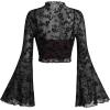 imageVerdusa Womens Y2K Long Sleeve Tops Goth Mesh Mock Neck Bell Sleeve Crop TopsBurgundy