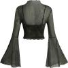 imageVerdusa Womens Y2K Long Sleeve Tops Goth Mesh Mock Neck Bell Sleeve Crop TopsDark Green