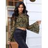 imageVerdusa Womens Y2K Long Sleeve Tops Goth Mesh Mock Neck Bell Sleeve Crop TopsGreen