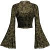 imageVerdusa Womens Y2K Long Sleeve Tops Goth Mesh Mock Neck Bell Sleeve Crop TopsGreen