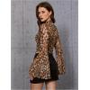 imageVerdusa Womens Y2K Long Sleeve Tops Goth Mesh Mock Neck Bell Sleeve Crop TopsLeopard Brown