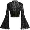 imageVerdusa Womens Y2K Long Sleeve Tops Goth Mesh Mock Neck Bell Sleeve Crop TopsLight Green