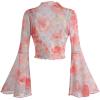 imageVerdusa Womens Y2K Long Sleeve Tops Goth Mesh Mock Neck Bell Sleeve Crop TopsPink