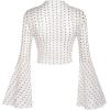 imageVerdusa Womens Y2K Long Sleeve Tops Goth Mesh Mock Neck Bell Sleeve Crop TopsRed Heart