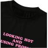 imageVerdusa Womens Y2K Tops Letter Print Short Sleeve Round Neck Tee T ShirtBlack Pink