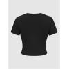 imageVerdusa Womens Y2K Tops Letter Print Short Sleeve Round Neck Tee T ShirtBlack Purple