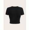 imageVerdusa Womens Y2K Tops Letter Print Short Sleeve Round Neck Tee T ShirtBlack Red