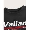 imageVerdusa Womens Y2K Tops Letter Print Short Sleeve Round Neck Tee T ShirtBlack Red