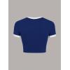 imageVerdusa Womens Y2K Tops Letter Print Short Sleeve Round Neck Tee T ShirtBlue