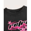 imageVerdusa Womens Y2K Tops Letter Print Short Sleeve Round Neck Tee T ShirtPink Black