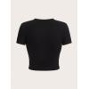 imageVerdusa Womens Y2K Tops Letter Print Short Sleeve Round Neck Tee T ShirtPink Black