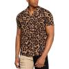 imageVerdusa Mens Leopard Zebra Print Short Sleeve Button Down Shirt TopBrown