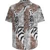 imageVerdusa Mens Leopard Zebra Print Short Sleeve Button Down Shirt TopWhite Leopard