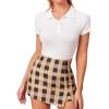 imageVerdusa Womens Button Front Polo Collar Short Sleeve Ribbed T ShirtWhite Crop