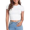 imageVerdusa Womens Casual Basic Cap Sleeve Slim Fitted Round Neck Crop Tee TopWhite