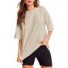 imageVerdusa Womens Casual Basic Round Neck Half Sleeve Oversized Tunic Tee ShirtApricot