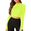 imageVerdusa Womens Casual Slim Fitted Basic Long Sleeve Solid Crop Tee TopNeon Green