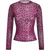 imageVerdusa Womens Cheetah Print Top Leopard Print Tops Mesh Y2k Mock Neck Long Sleeve Fitted T ShirtHot Pink