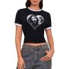 imageVerdusa Womens Goth Crop Tee Top Printed Punk Gothic Short Sleeve T ShirtBlack and White