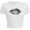 imageVerdusa Womens Goth Crop Tee Top Printed Punk Gothic Short Sleeve T ShirtWhite E