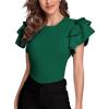 imageVerdusa Womens Layered Ruffle Butterfly Sleeve Round Neck Blouse Tee TopDark Green