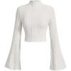 imageVerdusa Womens Lettuce Trim Bell Sleeve Mock Neck Textured Crop T Shirt Tee TopBeige