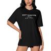 imageVerdusa Womens Oversized Letter Graphic Tees Embroidery Short Sleeve Shirts TopsBlack