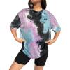 imageVerdusa Womens Tie Dye Summer Tees Half Sleeve Drop Shoulder T Shirt Oversized TopPurple Blue Black