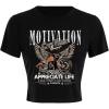 imageVerdusa Womens Y2K Tops Letter Print Short Sleeve Round Neck Tee T ShirtBlack Brown