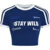 imageVerdusa Womens Y2K Tops Letter Print Short Sleeve Round Neck Tee T ShirtBlue