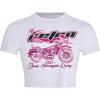 imageVerdusa Womens Y2K Tops Letter Print Short Sleeve Round Neck Tee T ShirtLight White
