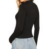 imageVerdusa Womens Basic Mock Neck Slim Fitted Long Sleeve Pullovers Tee TopsBlack