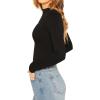 imageVerdusa Womens Basic Mock Neck Slim Fitted Long Sleeve Pullovers Tee TopsBlack