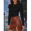 imageVerdusa Womens Basic Mock Neck Slim Fitted Long Sleeve Pullovers Tee TopsBlack Textured