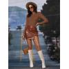 imageVerdusa Womens Basic Mock Neck Slim Fitted Long Sleeve Pullovers Tee TopsBrown Textured
