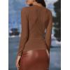imageVerdusa Womens Basic Mock Neck Slim Fitted Long Sleeve Pullovers Tee TopsBrown Textured