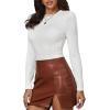 imageVerdusa Womens Basic Mock Neck Slim Fitted Long Sleeve Pullovers Tee TopsCream White Textured