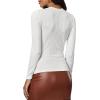imageVerdusa Womens Basic Mock Neck Slim Fitted Long Sleeve Pullovers Tee TopsCream White Textured