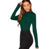imageVerdusa Womens Basic Mock Neck Slim Fitted Long Sleeve Pullovers Tee TopsDark Green