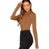 imageVerdusa Womens Basic Mock Neck Slim Fitted Long Sleeve Pullovers Tee TopsDark Khaki