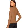 imageVerdusa Womens Basic Mock Neck Slim Fitted Long Sleeve Pullovers Tee TopsDark Khaki