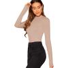 imageVerdusa Womens Basic Mock Neck Slim Fitted Long Sleeve Pullovers Tee TopsKhaki