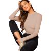 imageVerdusa Womens Basic Mock Neck Slim Fitted Long Sleeve Pullovers Tee TopsKhaki